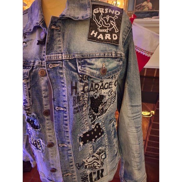 NWT Copper Rivet Light Sand Blue Jacket w/stones and studs S - Picture 3 of 8